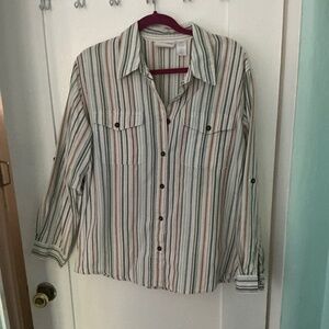 Vintage Alfred Dunner Button-Up Striped Shirt – Size 18W